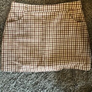 Lulu's Checkered Brown and Cream Mini Skirt